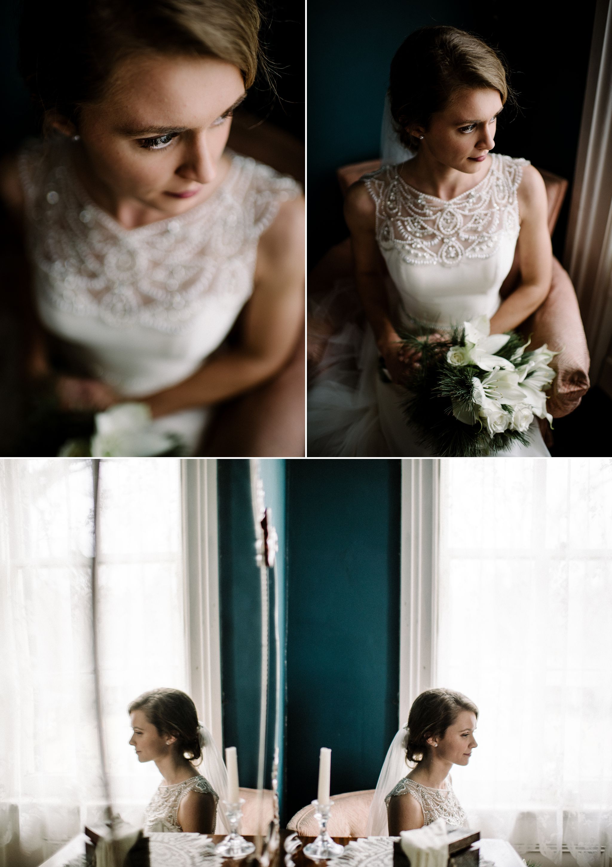 Portrait of a bride sitting in a chair 