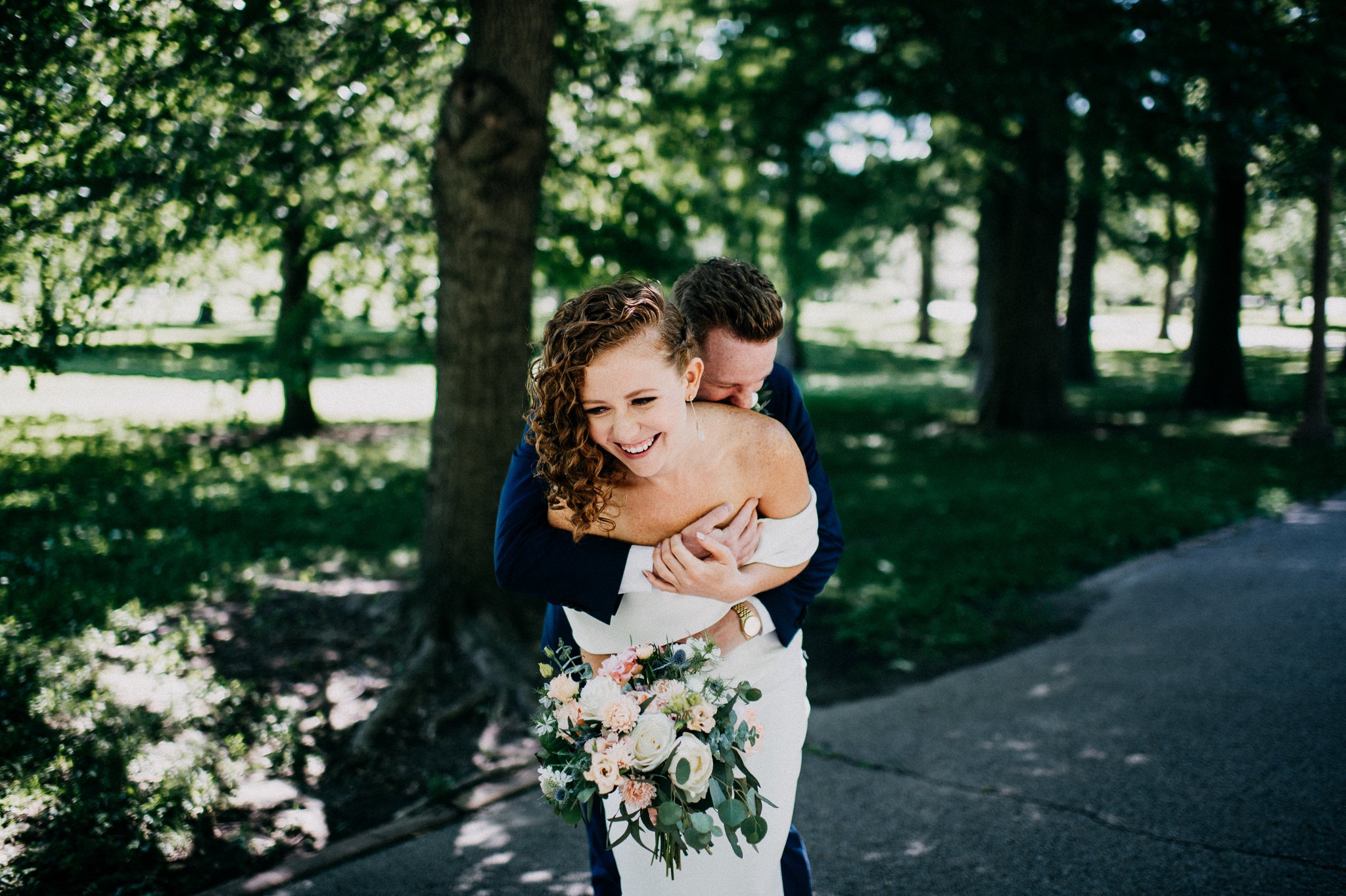 Bride and groom photo at their Tower Grove Park Elopement