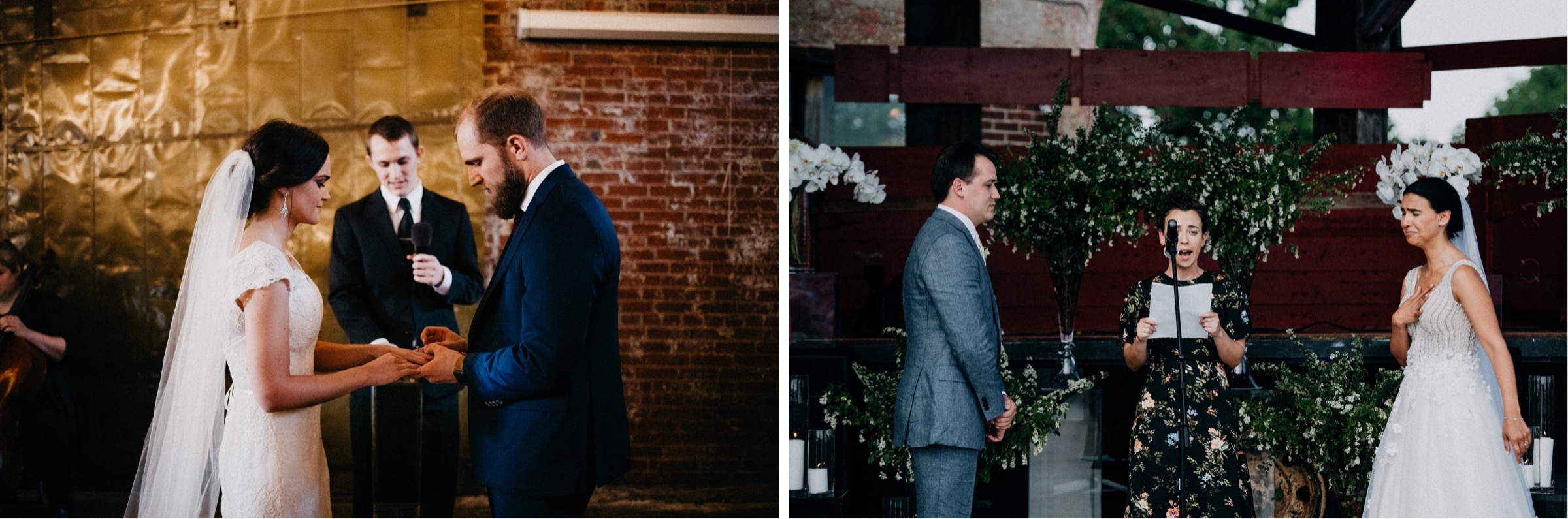 A couple gets very emotional during their vows during the ceremony portion of a wedding day timeline