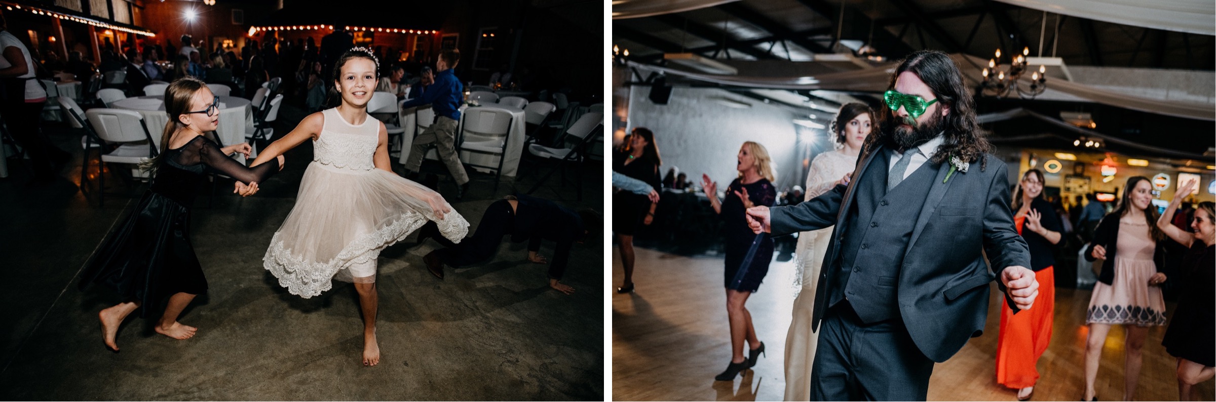Guests dance and have fun during the reception portion of the wedding day timeline